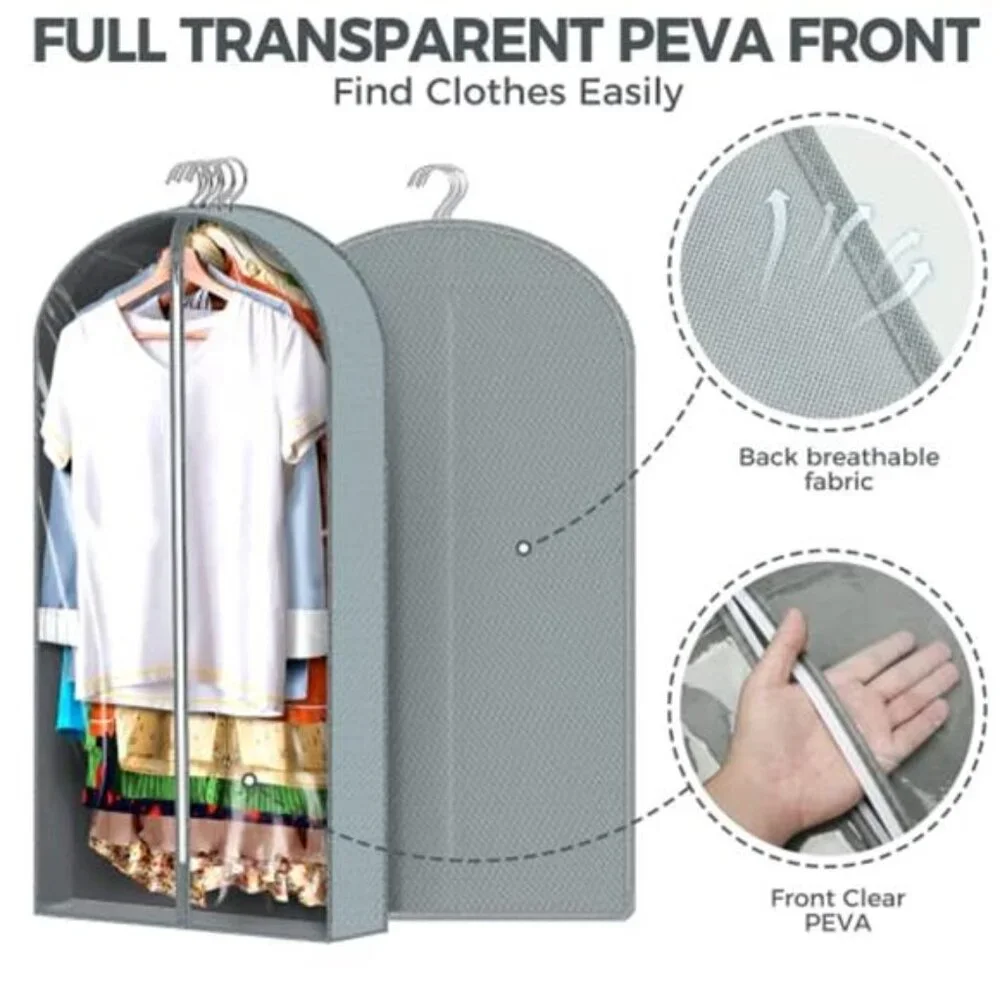 Garment Bags For Hanging Clothes Clear Suit Storage Bags Closet Organizer 6 Pack